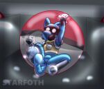  boots captured clothing drone dronesuit dronification eamon footwear generation_4_pokemon gloves handwear hi_res implied_permanent latex_gloves lucario nintendo pokeball pokemon pokemon_(species) prison prisoner rubber rubber_boots rubber_clothing rubber_suit slave star_art_hd 