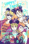  3boys animal_ears blonde_hair braid brown_hair closed_eyes closed_mouth commentary_request dio_brando disney disneyland eating english_text facing_viewer fake_animal_ears family father_and_son giorno_giovanna heart jojo_no_kimyou_na_bouken jonathan_joestar long_hair looking_at_viewer male_focus meng_bu_chong mickey_mouse_ears minnie_mouse_ears mouse_ears multiple_boys open_mouth phantom_blood shirt smile sunglasses sweater v vento_aureo yaoi 