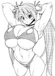  arms_behind_head arms_up bad_source bikini breasts character_request copyright_request gigantic_breasts highres hokuto_(tokuho) huge_breasts large_breasts long_hair looking_at_viewer monochrome swimsuit twintails very_long_hair 