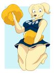  absurd_res anthro bluey_(series) bottomwear cheerleader clothing female hi_res janelle_(bluey) jumping looking_at_viewer miniskirt panties pom_poms reddoshirousagi06 skirt solo underwear upskirt 