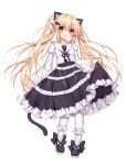  1girl animal_ears black_dress blonde_hair blouse cat_ears cat_girl cat_tail dress full_body highres lolita_fashion long_hair long_sleeves medium_dress non-web_source nyakori&#039;s_rabbit_doll nyakori_(nyakori&#039;s_rabbit_doll) red_eyes shirt solo source_request tachi-e tagme tail transparent_background twintails wide_sleeves 