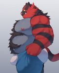  2023 anthro barazoku belly biceps big_belly big_bulge big_moobs big_muscles big_pecs bottomwear bottomwear_pull bulge clothed clothing clothing_pull denim denim_clothing eyebrows frown fur generation_7_pokemon grey_background hi_res huge_bulge huge_muscles huge_thighs incineroar jeans male meme moobs musclegut muscular muscular_anthro muscular_male nintendo nipples o-ro overweight overweight_anthro overweight_male pants pants_pull pecs pokemon pokemon_(species) side_view simple_background solo standing teeth thick_thighs tight_bottomwear tight_clothing tight_pants_(meme) topless topless_anthro topless_male tuft underwear 