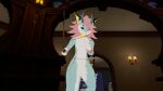  absurd_res anthro blue_body blue_eyes dragon fur furred_dragon hair hi_res katana male melee_weapon nardo nardoragon pink_hair red_eyes sadface solo sword vrchat vrchat_model weapon 