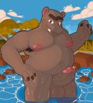  absurd_res animal_humanoid anthro areola armpit_hair balls belly belly_hair big_balls big_penis blue_sky bodily_fluids body_hair brown_hair chest_hair cloud common_hippopotamus damelty dreamworks erect_nipples erection genital_fluids genitals glans glistening glistening_areola grass grey_body hair hairy_balls hi_res hippopotamid hippopotamid_humanoid huge_balls huge_pecs huge_penis humanoid lake light madagascar_(series) male mammal mammal_humanoid moto_moto musclegut muscular muscular_thighs navel nipples overweight overweight_anthro overweight_male partially_submerged pecs penis pink_glans pink_nipples plant precum rock savanna sky smile solo sunlight sunset teeth tree water wet wet_body 