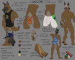  2023 5_toes abs animal_genitalia animal_penis anthro asymmetrical_balls athletic athletic_anthro athletic_male backwards_baseball_cap backwards_hat balls baseball_cap beverage_can black_nose black_pawpads bottomless bottomless_anthro bottomless_male boxers_(clothing) brown_body brown_fur butt canid canine canine_genitalia canine_penis canis character_name claws clothed clothing digital_media_(artwork) domestic_dog ears_through_headwear english_text erection facial_hair feet fur g-string genitals goatee hat headgear headwear herding_dog humanoid_feet humanoid_hands jacob_(sampsonwoof) knot male malinois_dog mammal model_sheet mostly_nude navel nipples nude pastoral_dog pawpads penis plantigrade rear_view sampsonwoof sheath sheepdog shirt solo standing tank_top text toe_claws toes topless topless_anthro topless_male topwear underwear yellow_eyes 