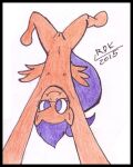  anthro biped equid equine female friendship_is_magic genitals hair handstand hasbro hooves horse low-angle_view mammal my_little_pony nude orange_body pegasus pony purple_eyes purple_hair pussy reddragonkan scootaloo_(mlp) solo traditional_media_(artwork) wings worm&#039;s-eye_view 