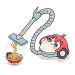  ahoge akino_ell bowl egg food go-toubun_no_hanayome hair_ornament nakano_itsuki noodles objectification ramen red_hair shadow simple_background speed_lines star_(symbol) star_hair_ornament vacuum_cleaner white_background 