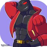  abs anthro clothed clothing digital_media_(artwork) epic_games fizzyjay fortnite hi_res jacket komodo_dragon lizard looking_at_viewer male monitor_lizard muscular muscular_anthro muscular_male pecs reptile scalie simple_background solo thunder_(fortnite) topwear 