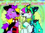  3d_effect abstract_background absurd_res ambiguous_gender blush bone bong bright_colors canid canine canis clothing collar collar_only distorted_text domestic_dog drugs duo english_text feral feralmunchies footwear hi_res horn looking_down looking_pleasured looking_up male mammal neon_colors nonbinary_(lore) nude psychedelic_background red_eyes smoke smoke_from_mouth smoking smoking_pipe smoking_weed socks sparkledog sparklefur spiked_collar spikes substance_intoxication text wolf 