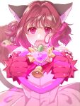  1girl acoco_kaicyan animal_ears cat_ears cat_girl cat_tail commentary_request crying gloves highres magical_girl momomiya_ichigo pink_eyes pink_gloves pink_hair solo tail tokyo_mew_mew upper_body 