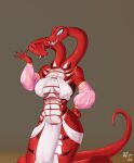  animal_humanoid anthro armwear big_breasts blue_eyes breasts clothed clothing covered_breasts covered_pussy egyptian_clothing fangpyre fangs fangtom_(ninjago) female forked_tongue hi_res humanoid living_tail markings nitriumzigma partially_clothed red_body reptile reptile_humanoid scalie scalie_humanoid serpentine_(ninjago) snake snake_eyes snake_humanoid snake_tail solo tail teeth tongue tribal_clothing unusual_anatomy unusual_tail 