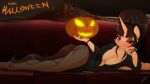  16:9 anthro clothing cosplay costume elvira_(disambiguation) equid equine feet female food fruit halloween holidays horn looking_at_viewer mammal mature_female miniferu mistress plant pumpkin spring_beauty widescreen winged_unicorn wings 