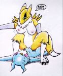  anthro bandai_namco breasts breeding_slave canid canine cowgirl_position digimon digimon_(species) dominant dominant_female duo female fox from_front_position male male/female mammal on_bottom on_top reddragonkan renamon reptile scalie sex veemon 