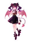  1girl ame-chan_(needy_girl_overdose) bandaged_arm bandages bandaid bandaid_on_arm bandaid_on_leg black_eyes black_footwear black_hair black_nails black_ribbon black_skirt collar collared_shirt commentary demon_tail demon_wings full_body grey_socks hair_ornament hair_tie hand_up heart heart-shaped_pupils highres holding holding_phone long_hair looking_at_viewer mary_janes multicolored_nails nail_polish neck_ribbon needy_girl_overdose phone pout red_nails red_shirt ribbon scar self-harm_scar shirt shirt_tucked_in shoes simple_background skirt socks solo suspender_skirt suspenders symbol-only_commentary symbol-shaped_pupils tail twintails white_background white_collar wings x_hair_ornament yuzuyu225047 