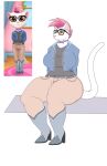  anthro big_breasts big_butt boots breasts butt clothed clothing eyewear felid feline female flat_colors footwear glasses hi_res jacket looking_at_viewer mammal mohawk my_talking_angela photolol.03 solo talking_angela talking_friends talking_tom_and_friends_(series) thick_thighs topwear wide_hips 