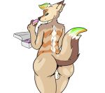  anthro big_butt butt canid canine canis cheesy_yote coyote dessert doughnut food male mammal simple_background solo white_background 