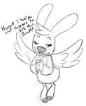  2023 angel angel_gabby angel_hare anthro clothing female freckles lagomorph leporid mammal rabbit smile solo soulcentinel teasing text 