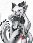  anthro clohed dragon female hair hi_res horn red_eyes rilex_lenov simple_background solo white_body white_hair 