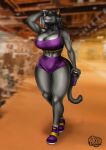  2022 anthro artist_name beverage big_breasts black_hair blurred_background bodily_fluids bottomwear bra breasts canid canine cleavage clothed clothing exercise_clothing eyelashes female footwear fox hair hi_res holding_beverage holding_object looking_at_viewer madbrainarts mammal midriff navel shoes short_hair shorts smile sneakers socks solo sports_bra sweat towel underwear 