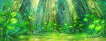  artist_request commentary day english_commentary forest fushigi_no_dungeon game_cg grass green_theme leaf light_particles moss nature no_humans official_art outdoors plant pokemon pokemon_(game) pokemon_mystery_dungeon scenery third-party_source tree wide_shot 