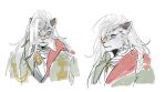  anthro braided_hair bust_portrait clothed clothing eyewear felid female final_fantasy final_fantasy_xiv fur glasses grey_body grey_fur hair hrothgar kkron_m mammal portrait scholar_(final_fantasy) simple_background solo square_enix white_background white_hair 