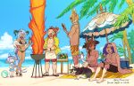  :d ^_^ animal_ear_fluff animal_ears asaya_minoru bare_arms bare_shoulders beach beach_umbrella bikini black_bikini black_male_swimwear blue_bikini blue_eyes blue_sky book braid breasts brown_hair character_request cleavage closed_eyes cloud collared_shirt cooking cup day dress_shirt drinking_straw english_text fang fire food granblue_fantasy grill grilling hair_between_eyes hair_ornament hand_on_own_hip holding holding_book holding_cup horizon horns long_hair lu_woh_(granblue_fantasy) male_swimwear medium_breasts navel ocean open_book open_clothes open_shirt outdoors palm_tree parted_lips purple_hair red_eyes red_male_swimwear shirt single_braid sitting skull_hair_ornament sky smile standing sunglasses swim_trunks swimsuit tree twitter_username umbrella very_long_hair wamdus_(granblue_fantasy) water white_shirt yellow_male_swimwear yellow_shirt 