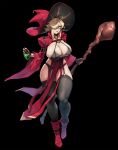  breasts curvy eu03 full_body glass hair_over_one_eye hat holding holding_staff huge_breasts jacket original potion red_headwear red_jacket revealing_clothes staff thick_thighs thighhighs thighs witch witch_hat 