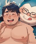  2boys :q alternate_facial_hair bara behind_another bespectacled blush clothed_male_nude_male clothed_pokemon cropped daisukebear fat fat_man finger_to_cheek furry furry_male furry_with_non-furry glasses goatee_stubble hands_on_another&#039;s_shoulders interspecies large_pectorals male_focus mature_male multiple_boys muscular muscular_male neroli_(pokemon) nervous_sweating nipples nude paid_reward_available pectorals plump pokemon pokemon_(game) pokemon_sleep round_eyewear shirt short_hair sideburns snorlax sweat t-shirt thick_eyebrows tongue tongue_out tusks undressing_another upper_body yaoi 