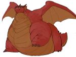  2023 all_fours belly big_belly claws dragon feral hi_res horn male membrane_(anatomy) membranous_wings morbidly_obese morbidly_obese_feral morbidly_obese_male obese obese_feral obese_male overweight overweight_feral overweight_male scalie simple_background solo spikes tail themberchaud western_dragon white_background wings yellow_eyes zephy_03 