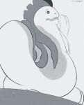  2020 butt deino digital_media_(artwork) duo generation_2_pokemon generation_5_pokemon greyscale hi_res macro male monochrome nintendo pokemon pokemon_(species) quagsire quentin_(suddendraft) rear_view suddendraft unaware xazzon_(character) 