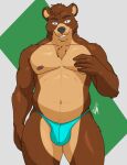  anthro bear brown_body clothing delta_dewitt digital_media_(artwork) fur hair hi_res male mammal muscular nipples overweight simple_background smile solo underwear 