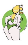  anatid anseriform anthro avian beak big_butt bikini bird blonde_hair breasts butt clothed clothing disney dubindore duck ducktales ducktales_(2017) eyewear eyewear_on_head feathers female goldie_o&#039;gilt green_eyes hair hi_res looking_back mature_female navel non-mammal_breasts partially_clothed rear_view solo sunglasses sunglasses_on_head swimwear tongue tongue_out white_body white_feathers 
