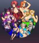  6+girls bb_(fate) bb_(fate/extra) bikini black_hair blonde_hair breasts character_request choker code_geass color_wheel_challenge commentary_request copyright_request dyun fate/extra fate/extra_ccc fate_(series) gloves grey_hair han_juri highres kallen_stadtfeld large_breasts long_hair multiple_drawing_challenge multiple_girls nami_(one_piece) naruto naruto_(series) one_eye_closed one_piece open_mouth orange_hair poke_ball pokemon pokemon_(game) pokemon_sv ponytail purple_hair red_hair rika_(pokemon) short_hair smile street_fighter swimsuit tattoo teeth tongue tsunade_(naruto) 