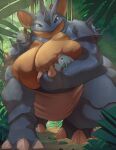  abram_all anthro big_breasts blue_eyes bodily_fluids breast_squish breastfeeding breasts curvy_figure daughter_(lore) detailed_background female feral forest generation_1_pokemon group hi_res huge_breasts jungle lactating larger_anthro larger_female mature_female mother_(lore) mother_and_child_(lore) mother_and_daughter_(lore) nidoqueen nidoran nidoran♀ nintendo parent_(lore) parent_and_child_(lore) plant pokemon pokemon_(species) red_eyes semi-anthro size_difference slightly_chubby smaller_female smaller_feral spikes spikes_(anatomy) squish stocky thick_thighs tree voluptuous 