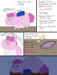  baby_talk blue_body blue_fur dialogue duo english_text equid equine female feral fluffy_pony fluffy_pony_(species) fur hair hi_res horn litter_box longfluffering male mammal offscreen_character pink_body pink_fur pink_hair screaming sleeping text unicorn 