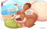  abdominal_bulge ahnik_(character) animal_crossing anthro balls beach big_balls big_butt butt canid canine degradation doggystyle duo estemilk from_behind_position genitals head_between_breasts hi_res huge_balls hyper hyper_abdominal_bulge hyper_balls hyper_genitalia hyper_moobs lizard male male/male mammal moobs nintendo outside_sex overweight overweight_male penetration public public_sex raccoon_dog reptile scalie seaside sex tanuki tom_nook_(animal_crossing) 
