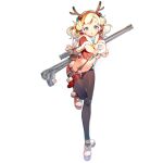  1girl antlers bell belt black_pantyhose blonde_hair blue_eyes christmas christmas_stocking deer_tail fake_antlers feet footwear_ornament fur-trimmed_belt fur-trimmed_shirt fur_trim girls&#039;_frontline gun gun_on_back hairband headphones holding jingle_bell leg_lift looking_at_viewer medium_hair midriff mistletoe_hair_ornament multicolored_hair navel official_alternate_costume official_art open_mouth orange_hair ots-44 ots-44_(forest_reindeer)_(girls&#039;_frontline) ots-44_(girls&#039;_frontline) outstretched_arms pantyhose platform_footwear red_hairband red_headphones red_ribbon red_shirt red_shorts reindeer_antlers ribbon rosele scope shirt shorts simple_background snow_globe solo standing standing_on_one_leg stirrup_legwear streaked_hair tail thick_eyebrows thigh_strap toeless_footwear toeless_legwear toes transparent_background wavy_hair weapon weapon_on_back white_belt 