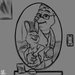  aged_up anthro canid canine digit_ring disney duo eyewear female fox glasses hi_res jewelry judy_hopps lagomorph laugh leporid male male/female mammal mirror nick_wilde photo rabbit ring tangerine tangerine_(artist) wedding_ring zootopia 