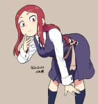  1girl breasts closed_mouth dated feet_out_of_frame little_witch_academia long_hair looking_at_viewer sarah_bernard signature simple_background smile solo tsukudani_(coke-buta) 