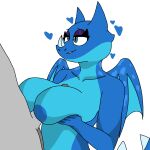  &lt;3 anon anthro areola big_breasts blue_body blue_eyes breast_play breasts clash_royale digital_media_(artwork) dragon duo electro_dragon_(clash_royale) enderbendr erection eyeshadow female hi_res human levina_(endrslendr) looking_up makeup male male/female mammal nude scalie sex simple_background smile supercell_(company) tail thick_thighs titfuck 
