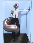  absurd_res anthro business_suit cellphone clothing first_person_view hi_res immelmann looking_at_viewer male mammal mephitid mirror necktie nicole_o&#039;connor phone skunk solo suit 