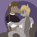  anteater armadillo blonde_hair brown_hair cuddling emily_(tabbiewolf) eyewear female female/female fur glasses grey_body grey_fur hair johanna_(tabbiewolf) mammal nude pilosan tabbiewolf tasteful_nudity xenarthran 