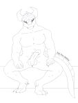  absurd_res anthro big_penis claws dewclaw dragon genitals hi_res horn jellypeenoddities knot looking_at_viewer male muscular muscular_anthro muscular_male myelric nude nude_male penile_spines penis solo solo_focus spines spread_legs spreading tail wingless_dragon 