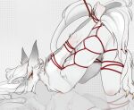  2023 claws digital_media_(artwork) fur hair hi_res rope sergal smile solo tja white_body white_fur white_hair yellow_eyes 