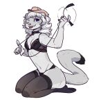  2023 alpha_channel anthro blankd blue_eyes breasts clothed clothing collar cowboy_hat digital_media_(artwork) female fur hair hat headgear headwear hi_res leash legwear lingerie looking_at_viewer lumi_(paledrake) mammal mustelid musteline outline paledrake panties simple_background smile solo stoat stockings topwear transparent_background true_musteline underwear weasel white_body white_fur white_hair white_outline 