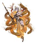  1girl bare_shoulders blonde_hair bodysuit breasts clothing_cutout detached_sleeves fire_emblem fire_emblem_heroes gold_trim gradient_clothes grey_bodysuit grey_hair gullveig_(fire_emblem) horns large_breasts long_hair long_sleeves looking_at_viewer multicolored_hair open_pants pale_skin pants puffy_pants seidr_(fire_emblem) single_horn snake snake_hair solo thick_thighs thigh_cutout thigh_strap thighs tight_clothes torn_clothes two-tone_hair very_long_hair yellow_eyes yoshiku_(oden-usagi) 