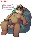  absurd_res animal_crossing anthro balls beaver blonde_hair brown_body brown_fur buckteeth c.j._(animal_crossing) erection foreskin fur genitals hair hi_res male mammal nintendo nipples nude penis rodent sharkall sitting solo teeth 