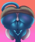  2023 absurd_res anthro bent_over ber00 big_breasts big_butt blue_body blue_fur breasts butt camel_toe cartoon_network clothing domestic_cat felid feline felis female fur hi_res huge_breasts huge_butt mammal mature_anthro mature_female nicole_watterson panties simple_background solo the_amazing_world_of_gumball underwear 