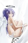  1girl absurdres blue_archive breasts chair closed_mouth halo highres long_hair looking_at_viewer medium_breasts purple_eyes purple_hair renn_01 revision sitting solo two_side_up yuuka_(blue_archive) 