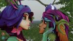  16:9 accessory animated anthro bite biting_lip duo female female/female flower flower_in_hair grass grass_field green_body green_sclera green_skin hair hair_accessory holding_face kissing league_of_legends lillia_(lol) lips loop low_res metalslay3rs nature nature_background neeko_(lol) outside pink_lips plant purple_hair riot_games scalie short_playtime taur tree widescreen yellow_eyes 